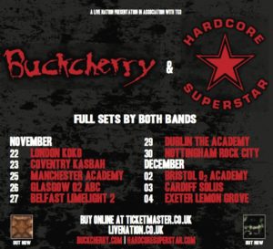 Buckcherry + Hardcore Superstar UK Tour Poster