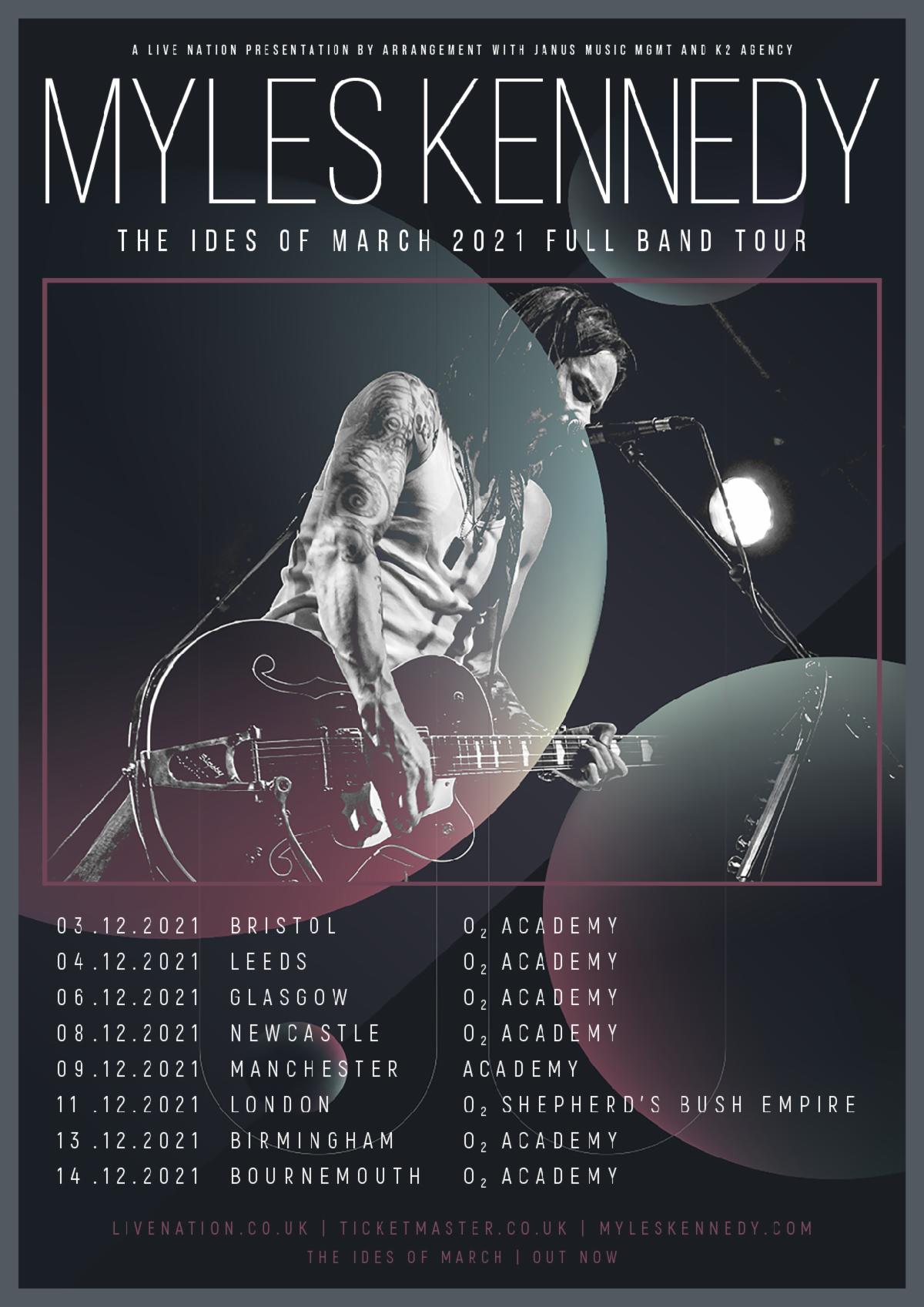 MYLES KENNEDY announces UK tour for December 2021
